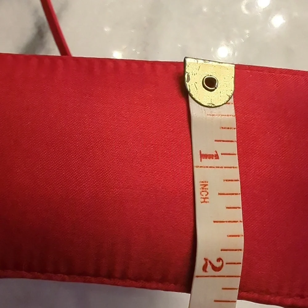 Vintage Valerie Stevens red satin Evening Bag With Jeweled Hardware - Picture 12 of 13